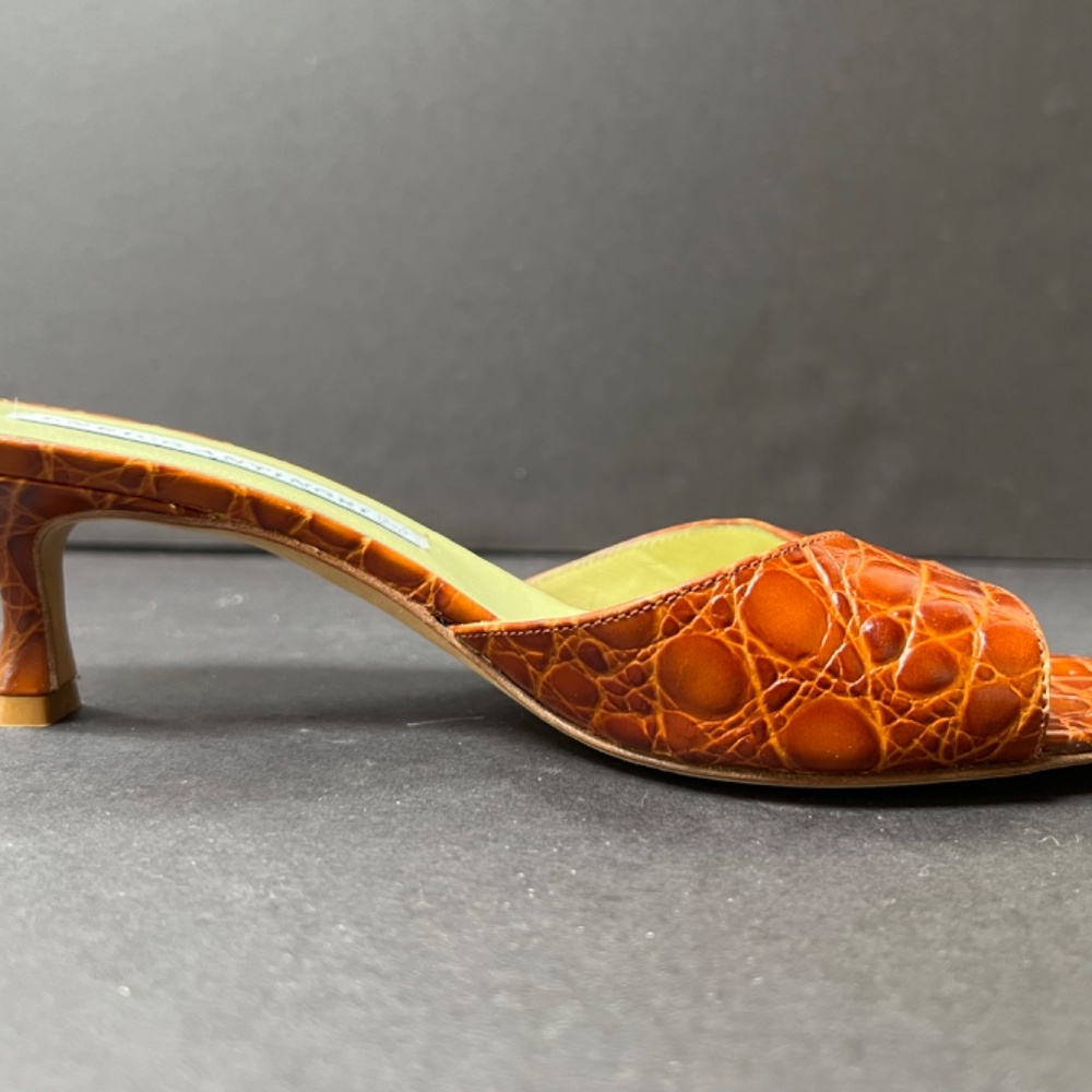 Beautiful embossed leather slides made in Italy